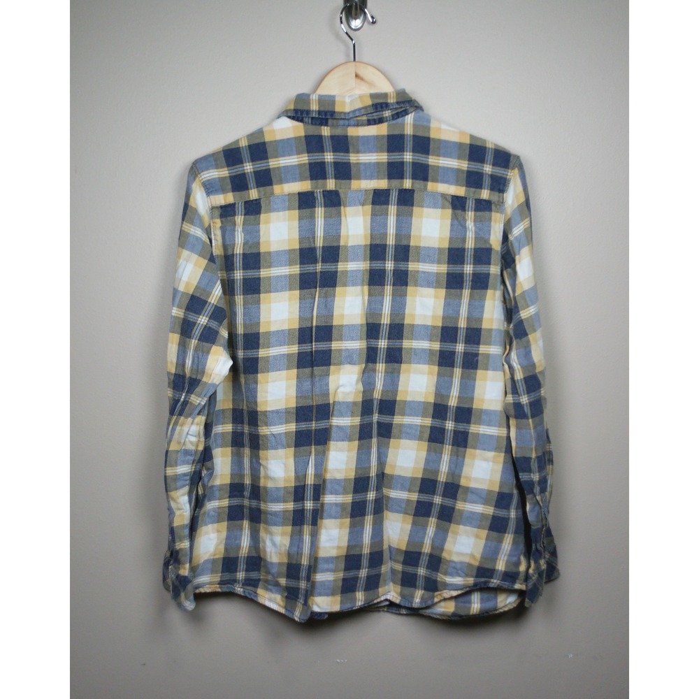 Natural Reflections Flannel Shirt Navy Blue Yellow Plaid Button Down XL Womens - Picture 3 of 10